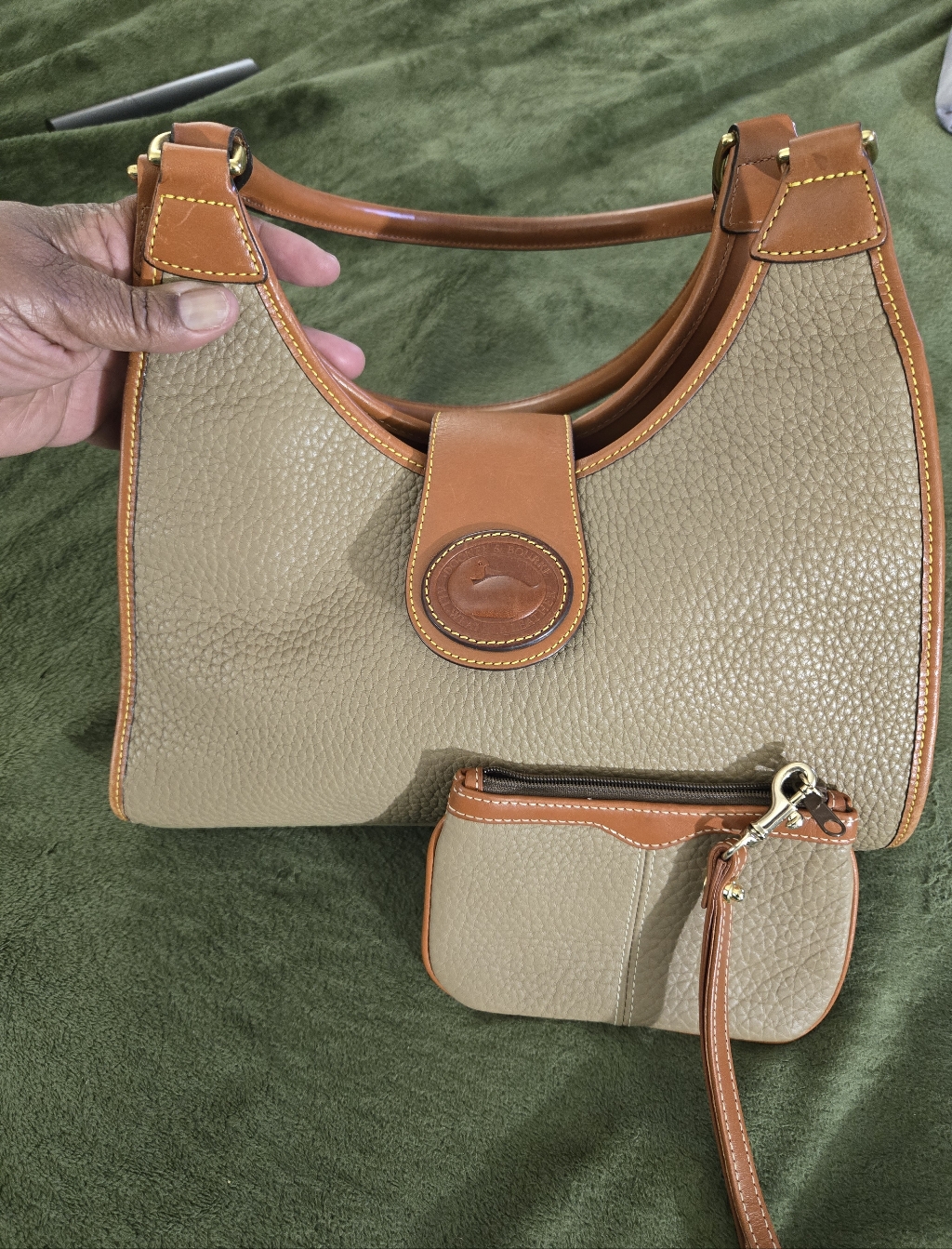 Dooney & Bourke Vintage Awl Shoulder Bag & Wristlet Taupe/British Tan